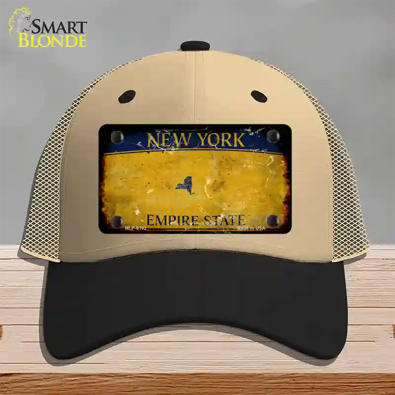 New York Yellow Rusty Blank Novelty License Plate Hat Mesh / Khaki|Black