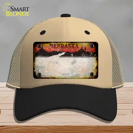 Nebraska Amber Rusty Blank Novelty License Plate Hat Mesh / Khaki|Black