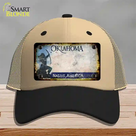 Oklahoma Arrow Rusty Blank Novelty License Plate Hat Mesh / Khaki|Black