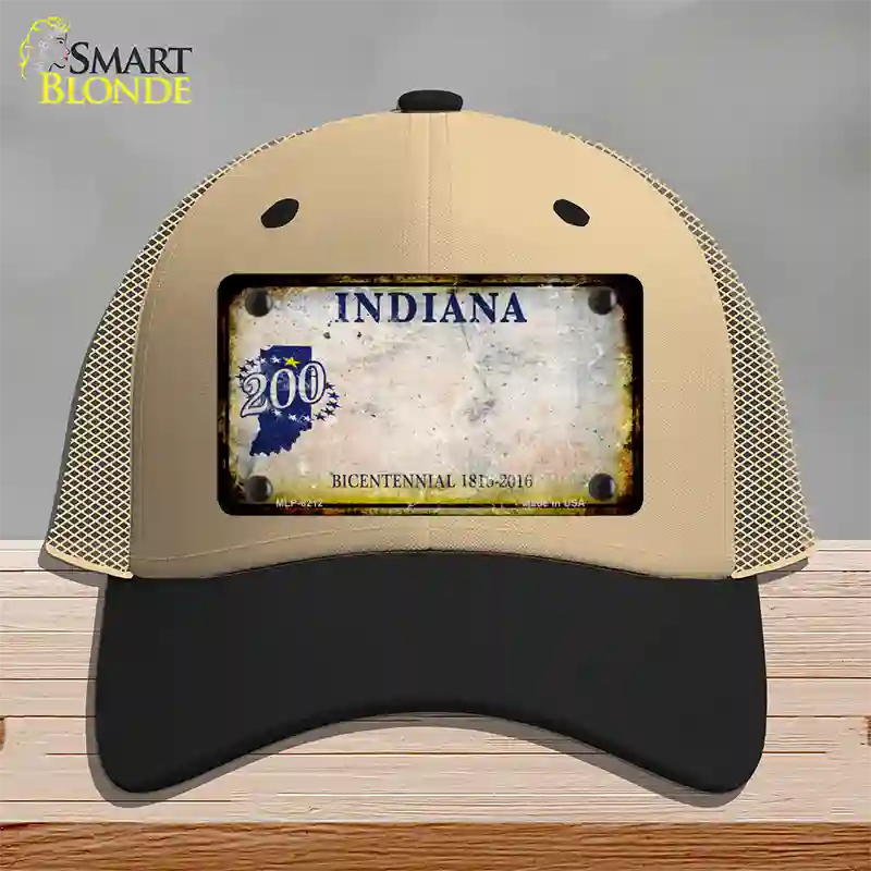 Indiana Rusty Blank Novelty License Plate Hat Mesh / Khaki|Black