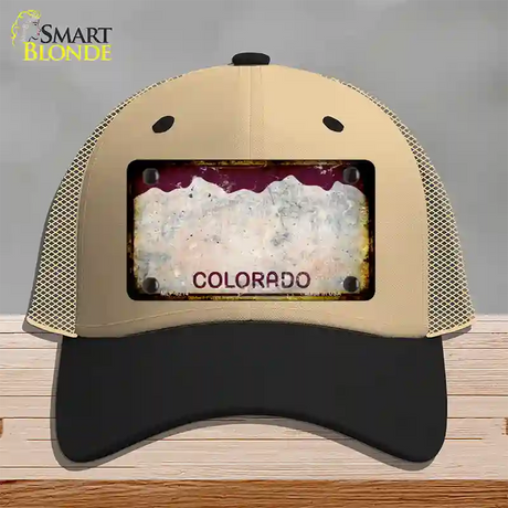 Colorado Red Rusty Blank Novelty License Plate Hat Mesh / Khaki|Black