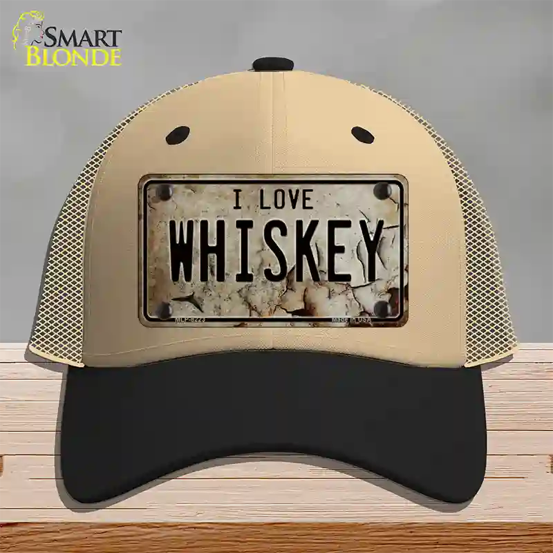 I Love Whiskey Novelty License Plate Hat Mesh / Khaki|Black