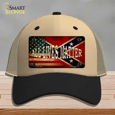 All Lives Matter Flag Novelty License Plate Hat Mesh / Khaki|Black