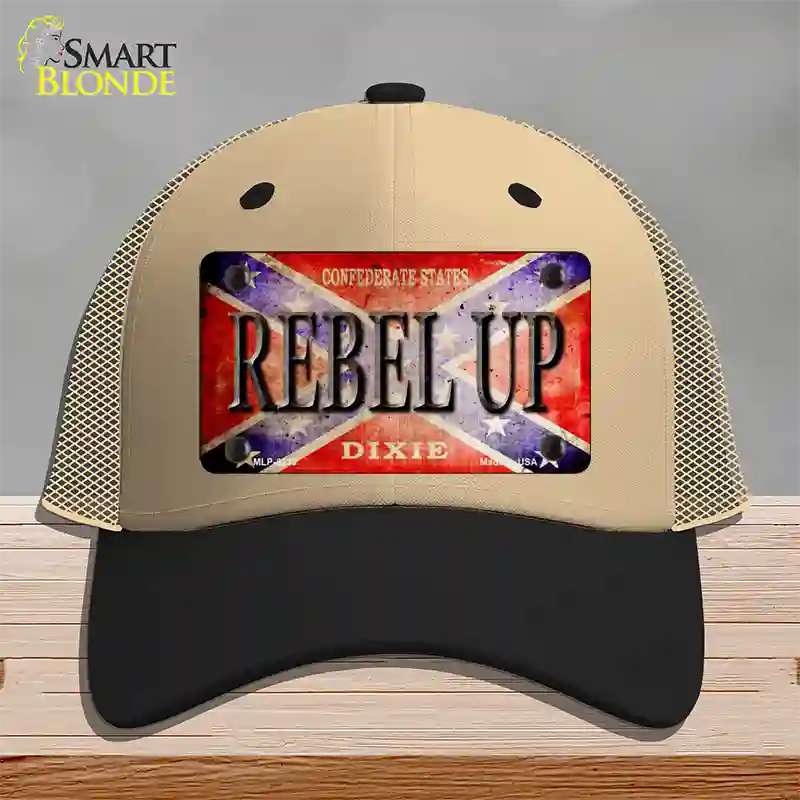 Rebel Up Novelty License Plate Hat Mesh / Khaki|Black