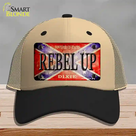 Rebel Up Novelty License Plate Hat Mesh / Khaki|Black