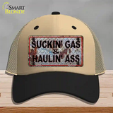 Suckin Gas Haulin Ass Vintage Novelty License Plate Hat Mesh / Khaki|Black