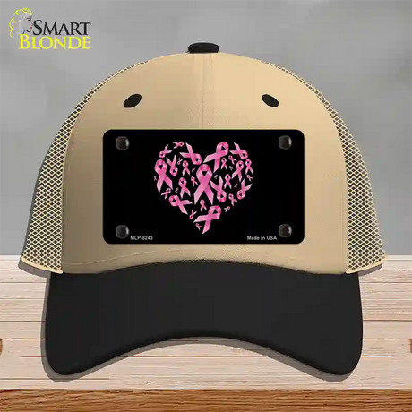 Pink Ribbons Novelty License Plate Hat Mesh / Khaki|Black