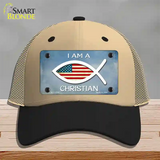 I Am A Christian Novelty License Plate Hat Mesh / Khaki|Black