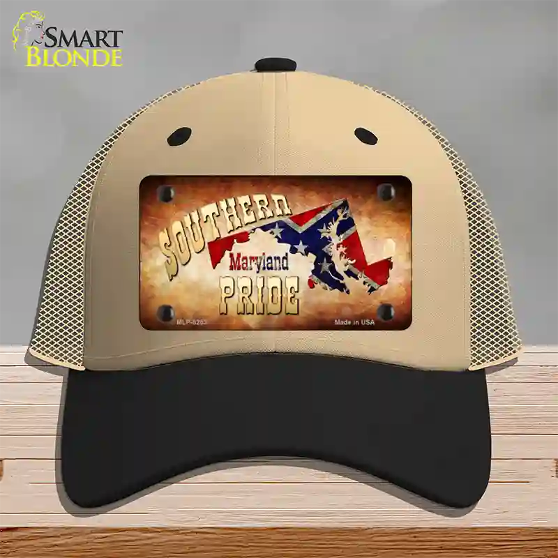 Southern Pride Maryland Novelty License Plate Hat Mesh / Khaki|Black