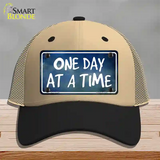 One Day At A Time Novelty License Plate Hat Mesh / Khaki|Black