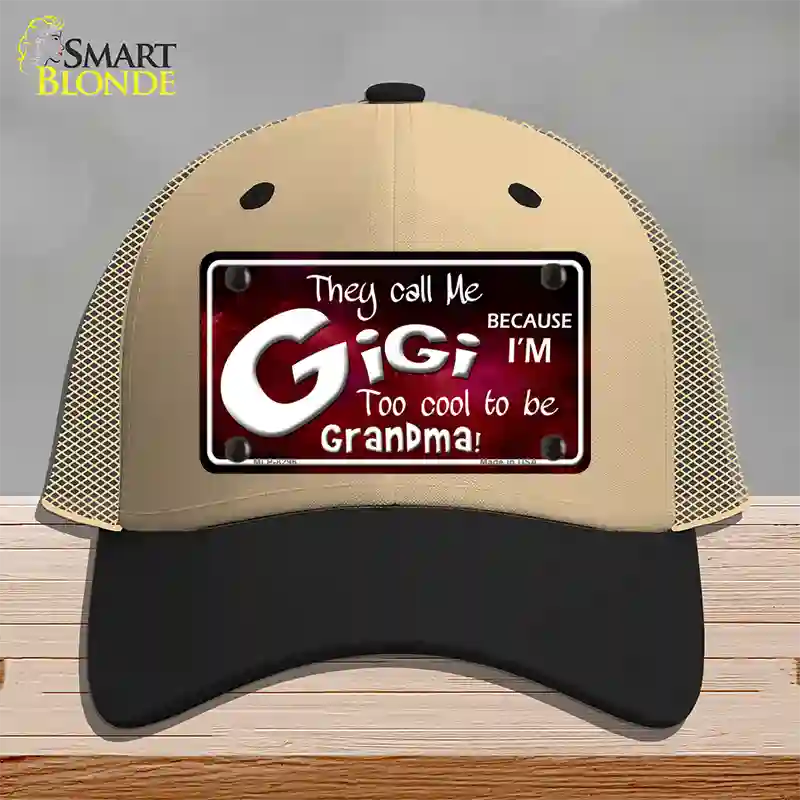 They Call Me Gigi Novelty License Plate Hat Mesh / Khaki|Black