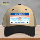 Michigan Great Lakes Blank Novelty License Plate Hat Mesh / Khaki|Black