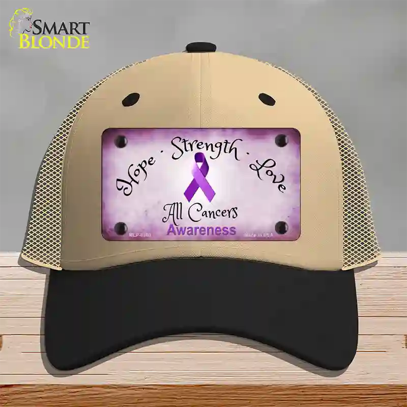 All Cancer Awareness Novelty License Plate Hat Mesh / Khaki|Black