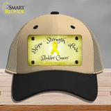 Bladder Cancer Ribbon Novelty License Plate Hat Mesh / Khaki|Black