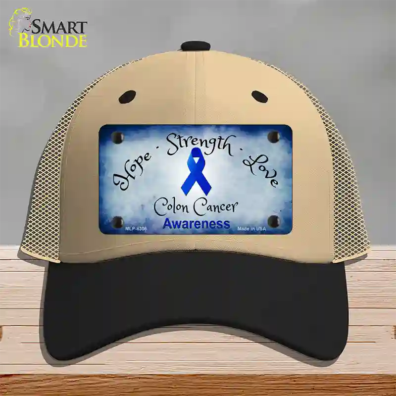 Colon Cancer Ribbon Novelty License Plate Hat Mesh / Khaki|Black