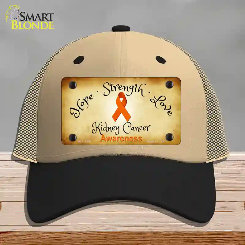 Kidney Cancer Ribbon Novelty License Plate Hat Mesh / Khaki|Black