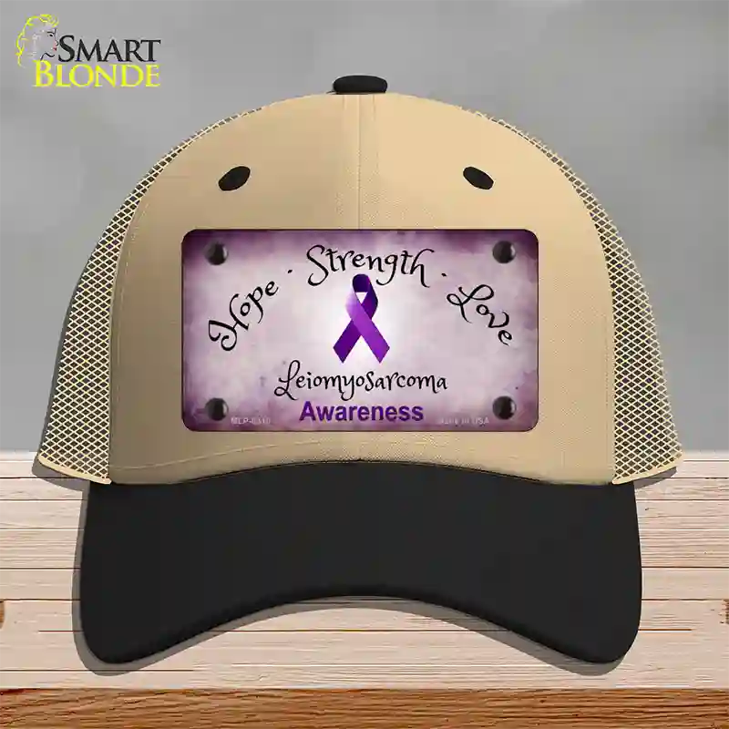 Leiomyosarcoma Cancer Ribbon Novelty License Plate Hat Mesh / Khaki|Black