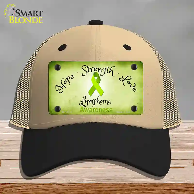 Lymphoma Cancer Ribbon Novelty License Plate Hat Mesh / Khaki|Black