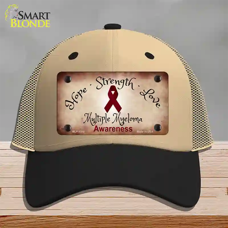 Multiple Myeloma Cancer Ribbon Novelty License Plate Hat Mesh / Khaki|Black