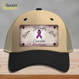 Honors Caregivers Ribbon Novelty License Plate Hat Mesh / Khaki|Black