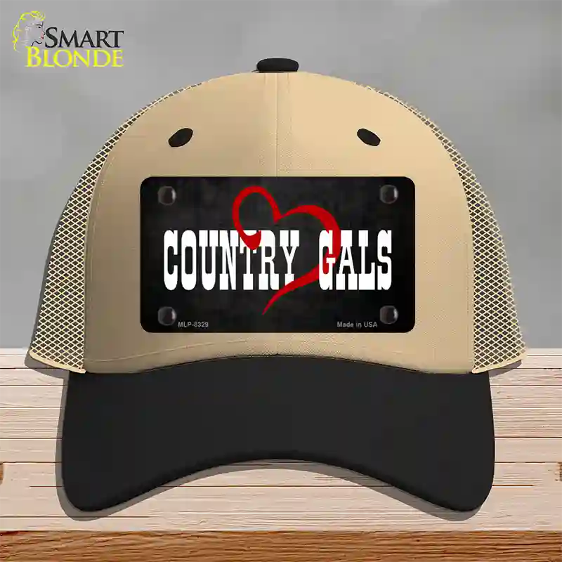 Country Gals Novelty License Plate Hat Mesh / Khaki|Black