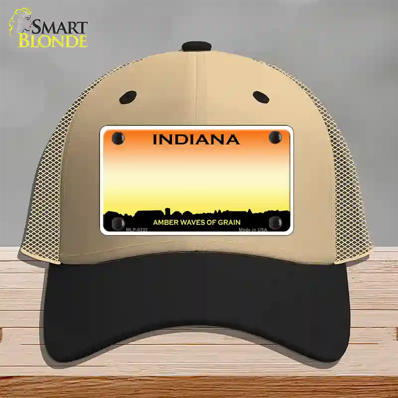 Indiana Amber Blank Novelty License Plate Hat Mesh / Khaki|Black