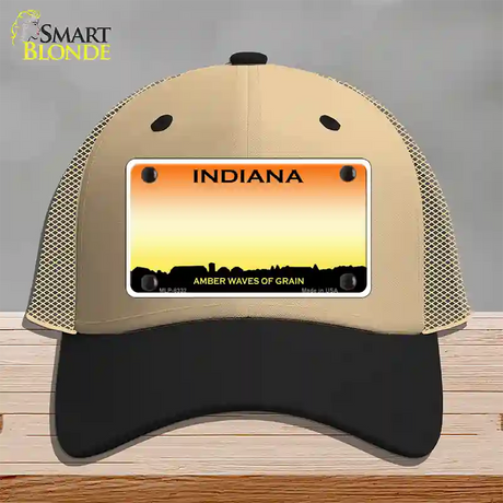 Indiana Amber Blank Novelty License Plate Hat Mesh / Khaki|Black