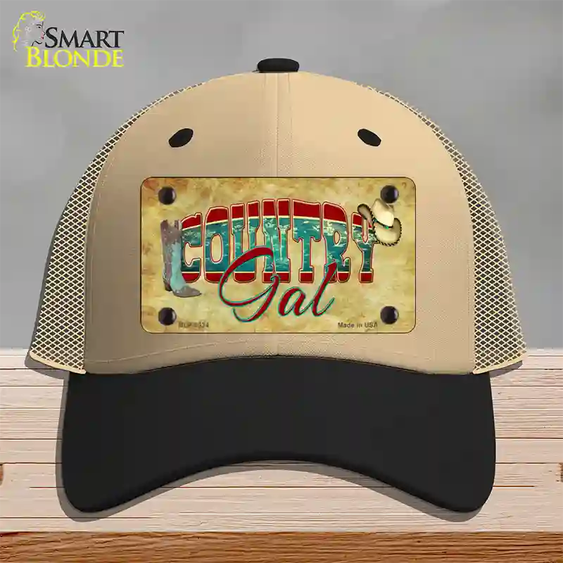 Country Gal Novelty License Plate Hat Mesh / Khaki|Black