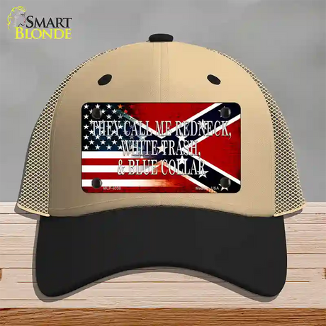 They Call Me Redneck Novelty License Plate Hat Mesh / Khaki|Black