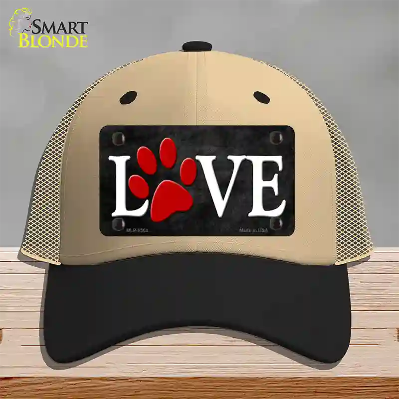 Love Paw Novelty License Plate Hat Mesh / Khaki|Black