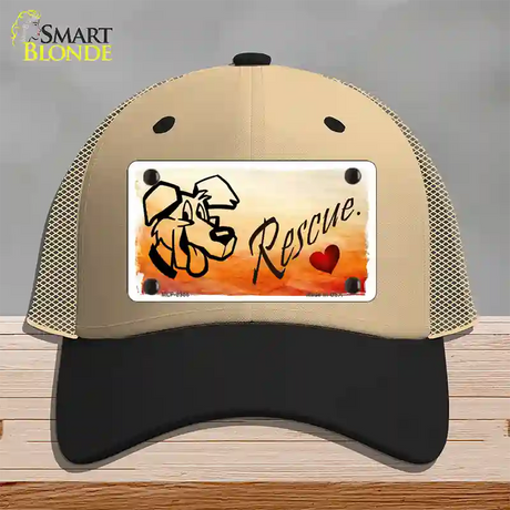 Rescue Dog Novelty License Plate Hat Mesh / Khaki|Black