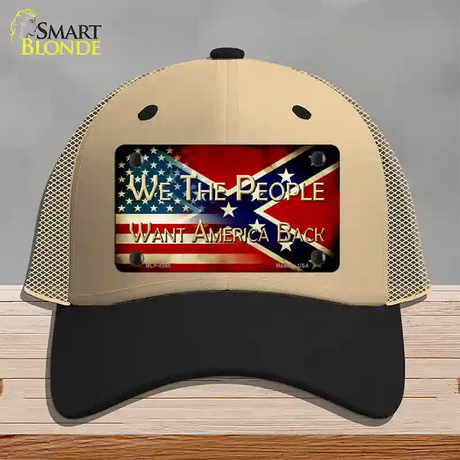 We The People American Confederate Novelty License Plate Hat Mesh / Khaki|Black