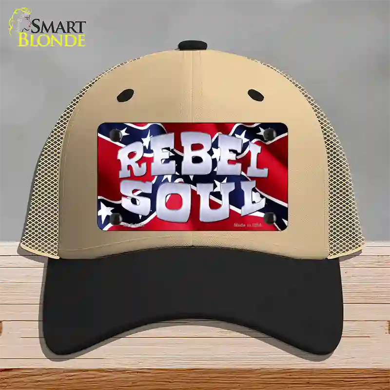 Rebel Soul Novelty License Plate Hat Mesh / Khaki|Black