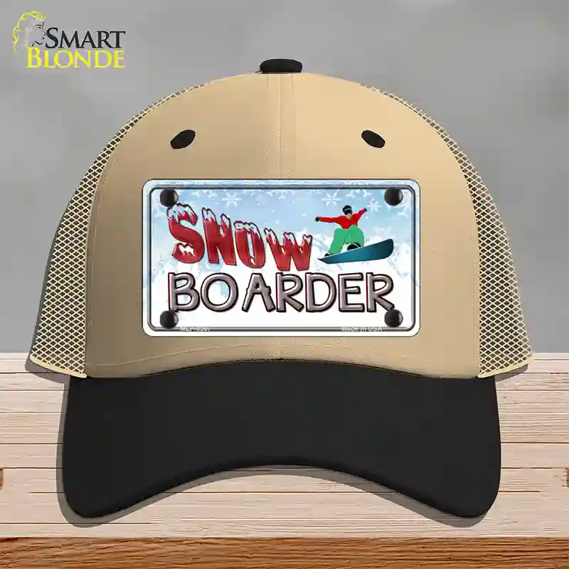 Snow Boarder Novelty License Plate Hat Mesh / Khaki|Black