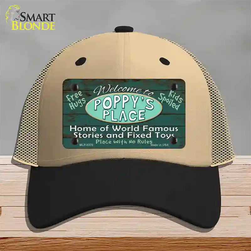 Poppys Place Novelty License Plate Hat Mesh / Khaki|Black