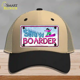 Snow Boarder Girl Novelty License Plate Hat Mesh / Khaki|Black