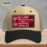 Yes Im A Girl Novelty License Plate Hat Mesh / Khaki|Black