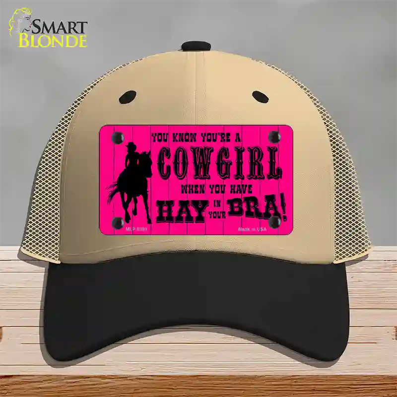 Pink Cowgirl Novelty License Plate Hat Mesh / Khaki|Black