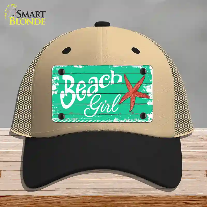 Beach Girl Novelty License Plate Hat Mesh / Khaki|Black