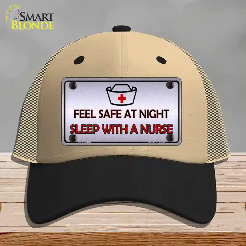 Feel Safe At Night Novelty License Plate Hat Mesh / Khaki|Black