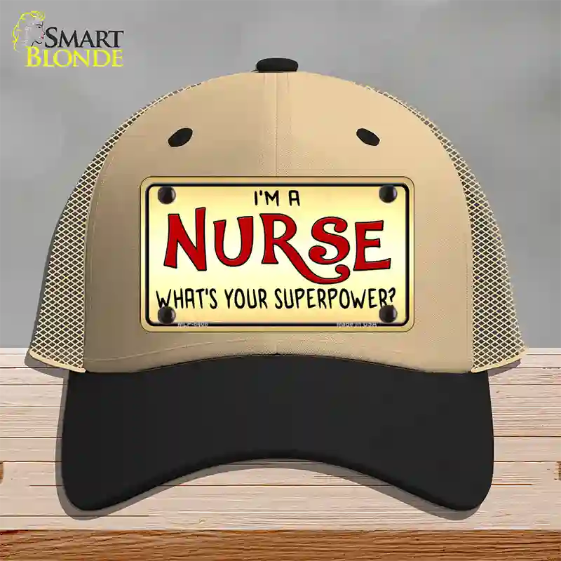 Im A Nurse Tan Novelty License Plate Hat Mesh / Khaki|Black