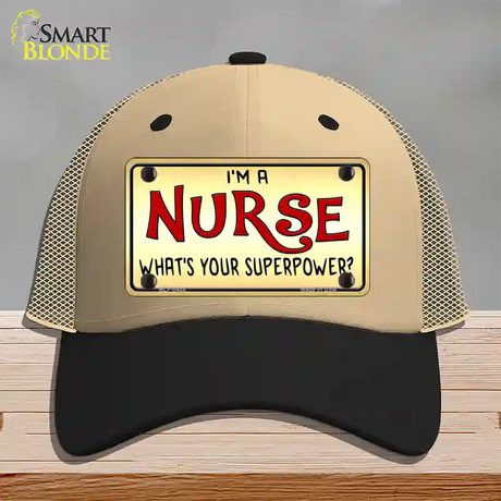 Im A Nurse Tan Novelty License Plate Hat Mesh / Khaki|Black