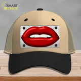 Red Lips Novelty License Plate Hat Mesh / Khaki|Black