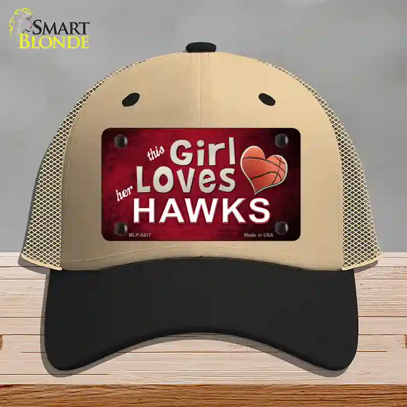 This Girl Loves Her Hawks Novelty License Plate Hat Mesh / Khaki|Black