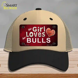 This Girl Loves Her Bulls Novelty License Plate Hat Mesh / Khaki|Black