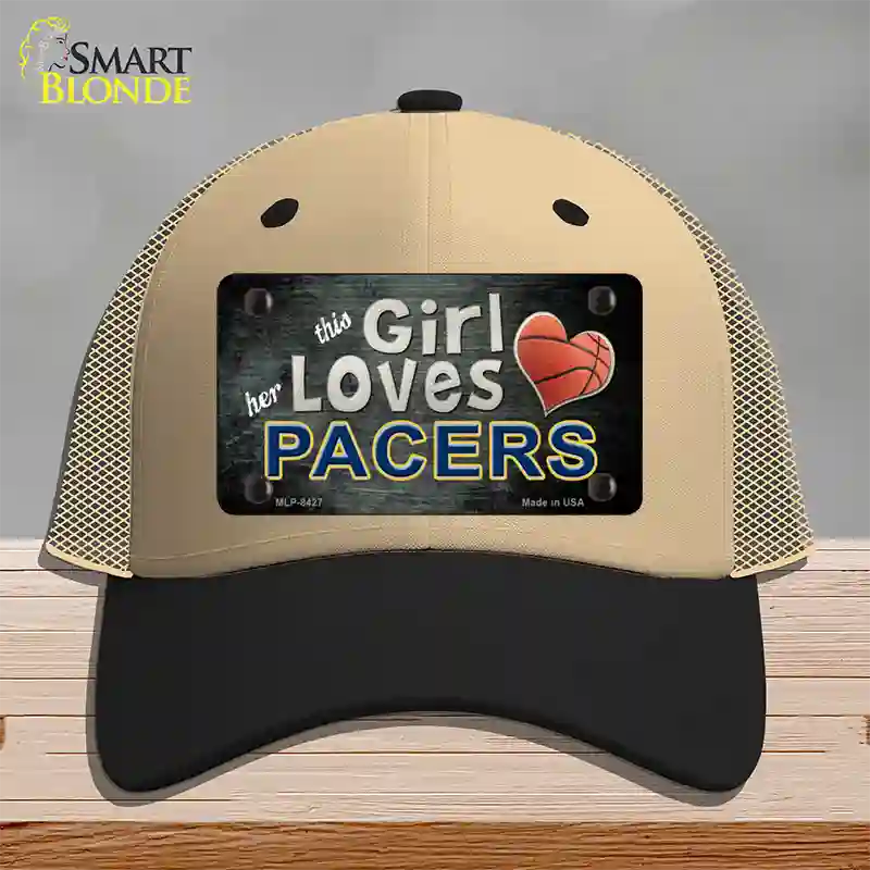 This Girl Loves Her Pacers Novelty License Plate Hat Mesh / Khaki|Black