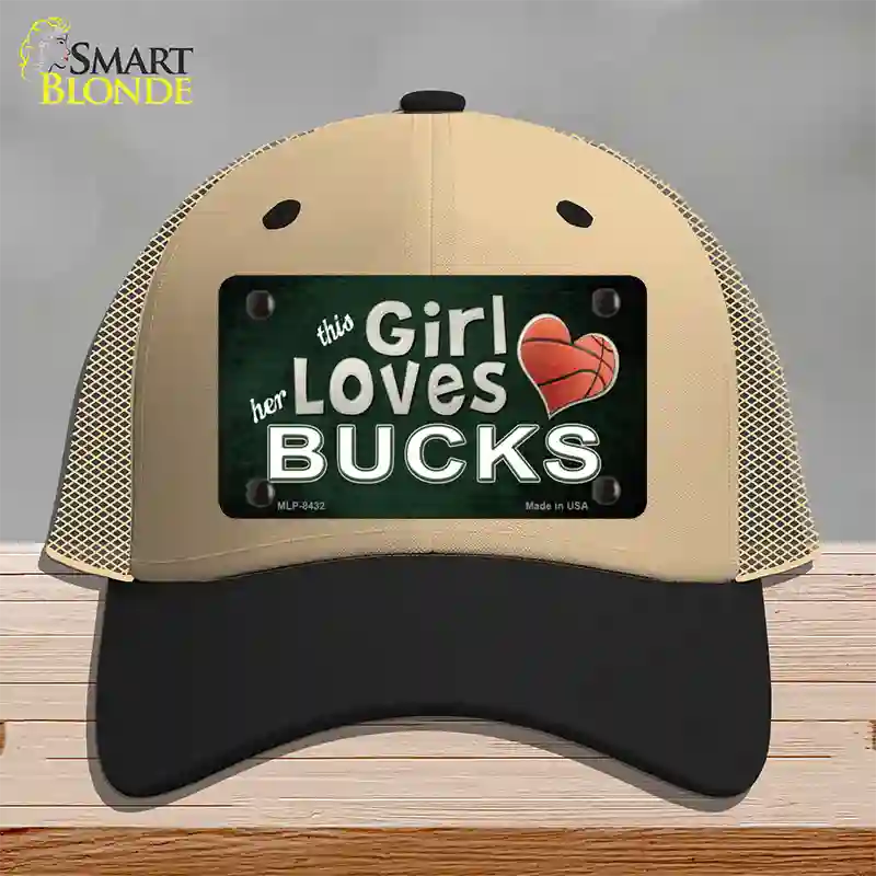 This Girl Loves Her Bucks Novelty License Plate Hat Mesh / Khaki|Black