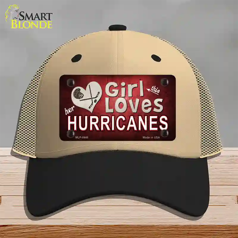 This Girl Loves Her Hurricanes Novelty License Plate Hat Mesh / Khaki|Black