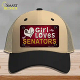 This Girl Loves Her Senators Novelty License Plate Hat Mesh / Khaki|Black