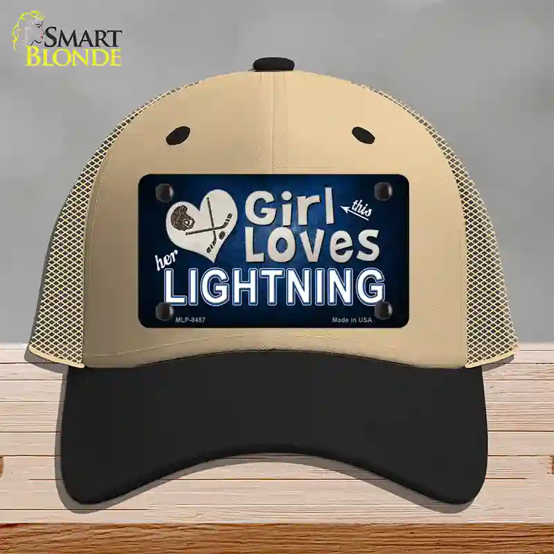 This Girl Loves Her Lightning Novelty License Plate Hat Mesh / Khaki|Black